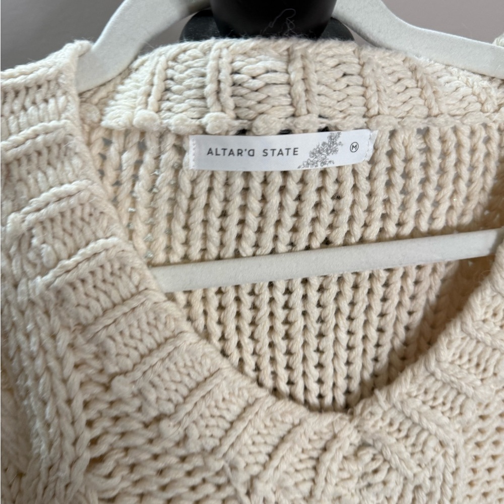 Altar’d State Cream Cable Knit Sweater - Picture 3 of 3
